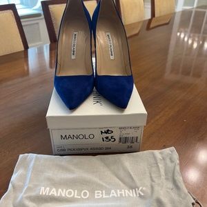 Manolo Blanhik Royal Blue Suede Pumps